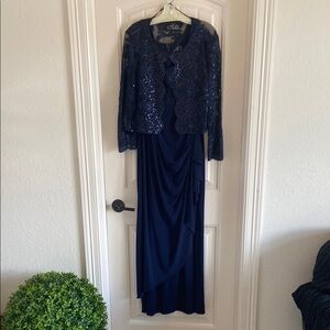 Alex Evenings Navy Lace Jacket Dress